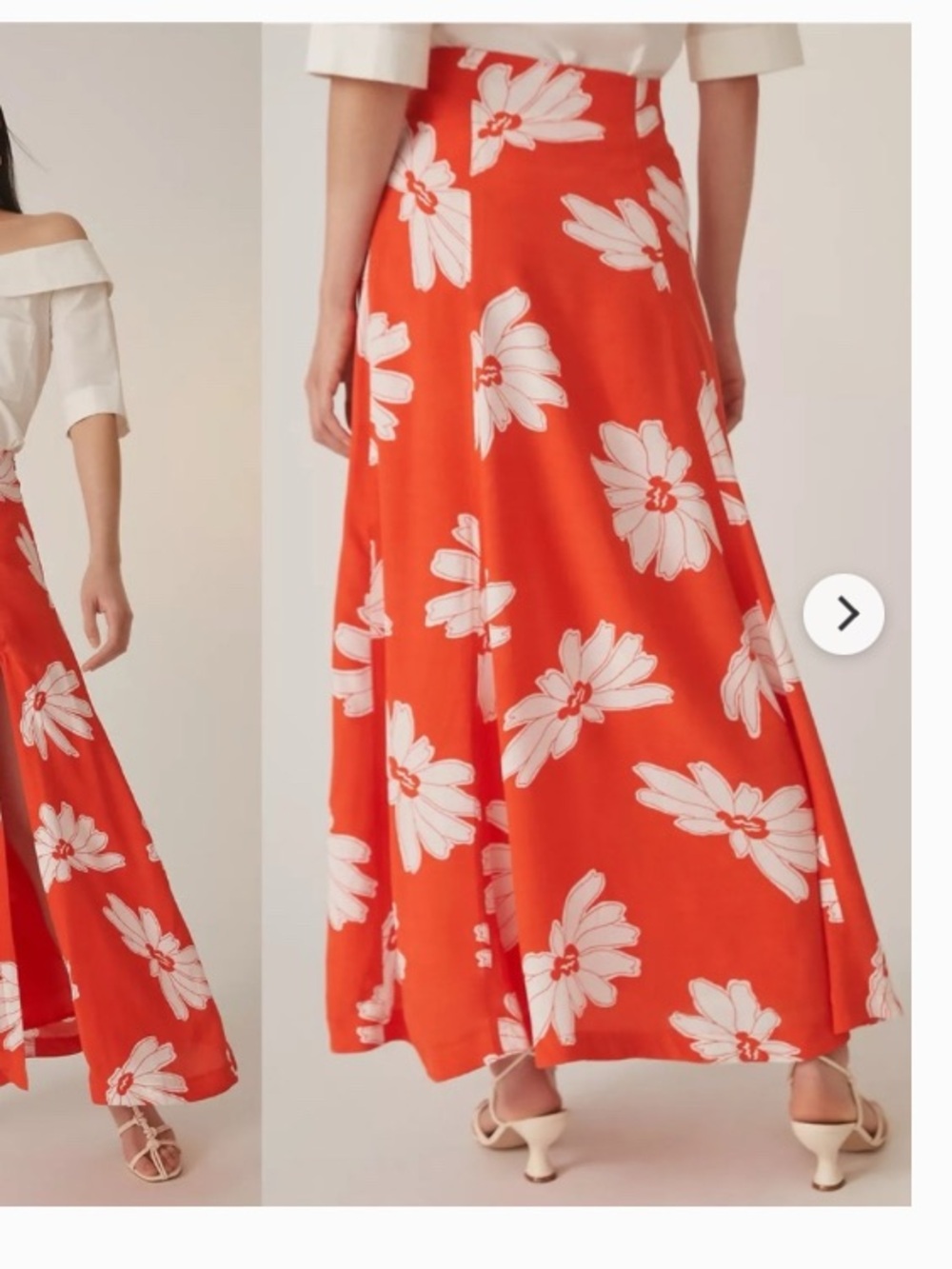 Anthropologie Maeve Maxi Skirt with orange and White Floral Print - Picture 5 of 6